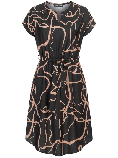 T-Shirt Dress with Abstract Print Black