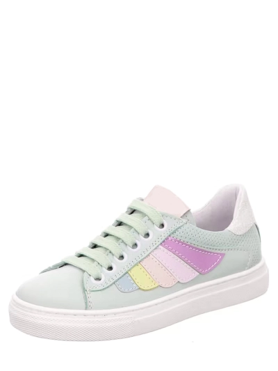Girls Leather Sneakers Rainbow Green
