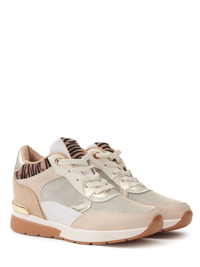 Leather Sneakers with Glitter-Details