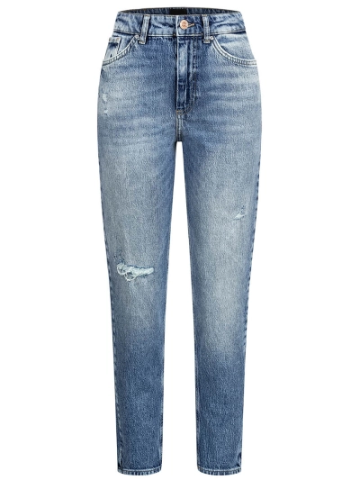 High-Waist Ripped Jeans Blue