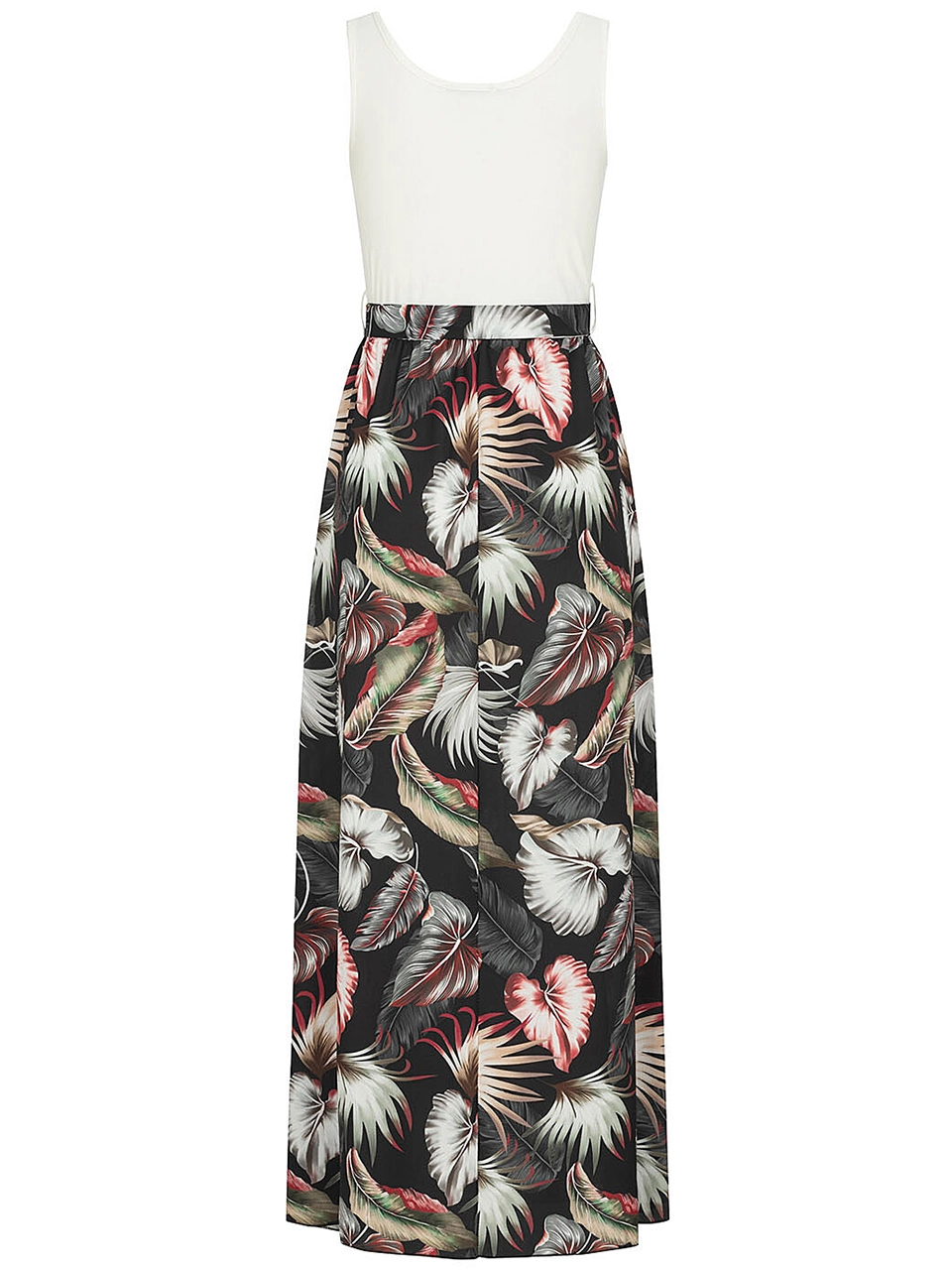 Tank Top Maxi Dress with Tropical Print Black 2