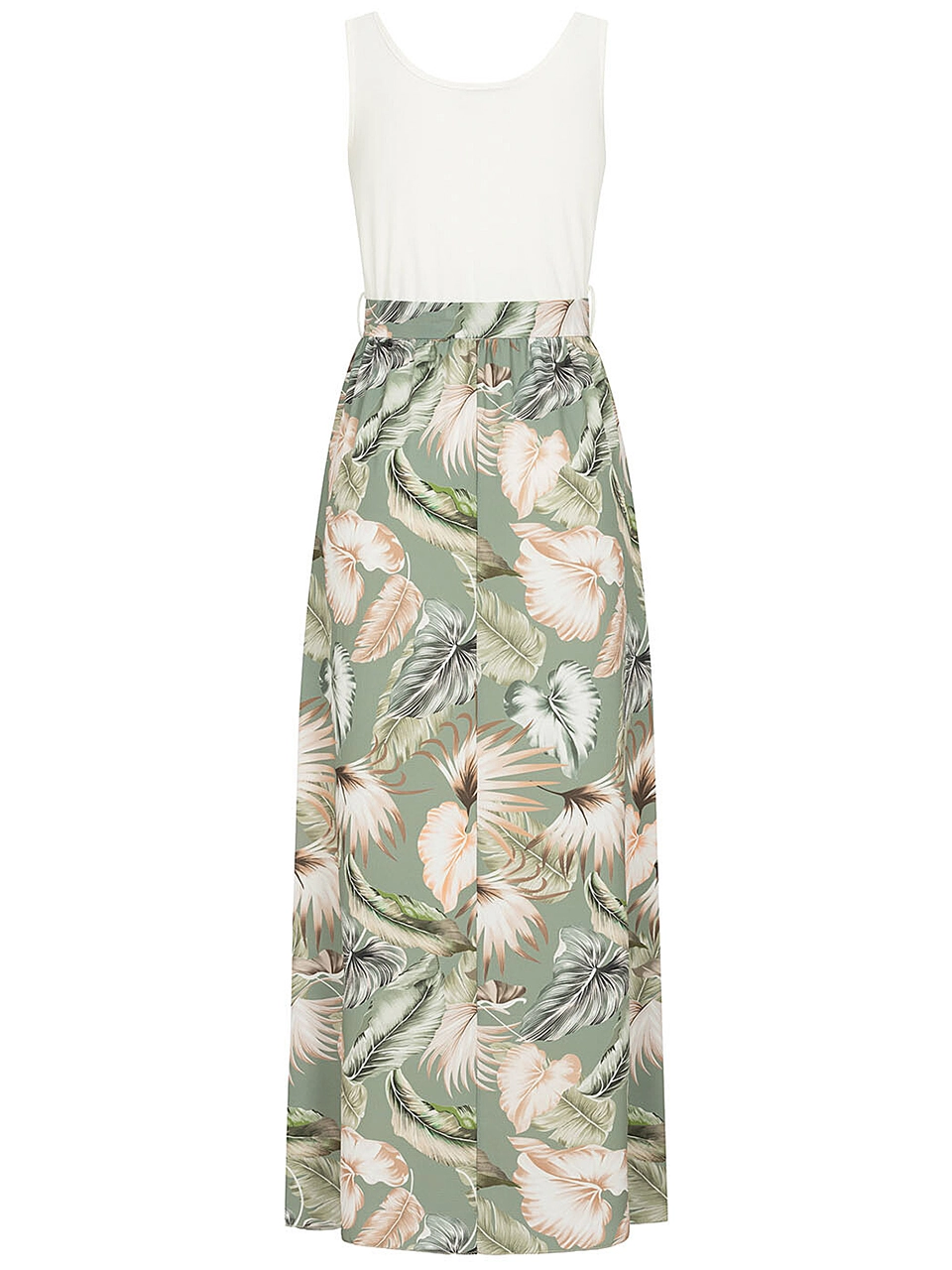 Tank Top Maxi Dress with Tropical Print Green 2